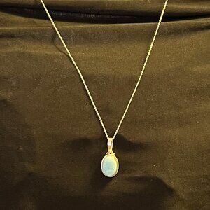 Genuine Larimar & Sterling Silver Pendant on Italian Sterling Silver Chain